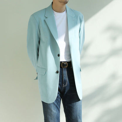 Basic Overfit Men's Single Suit Jacket in Mint Green Color / Single Breasted Jacket