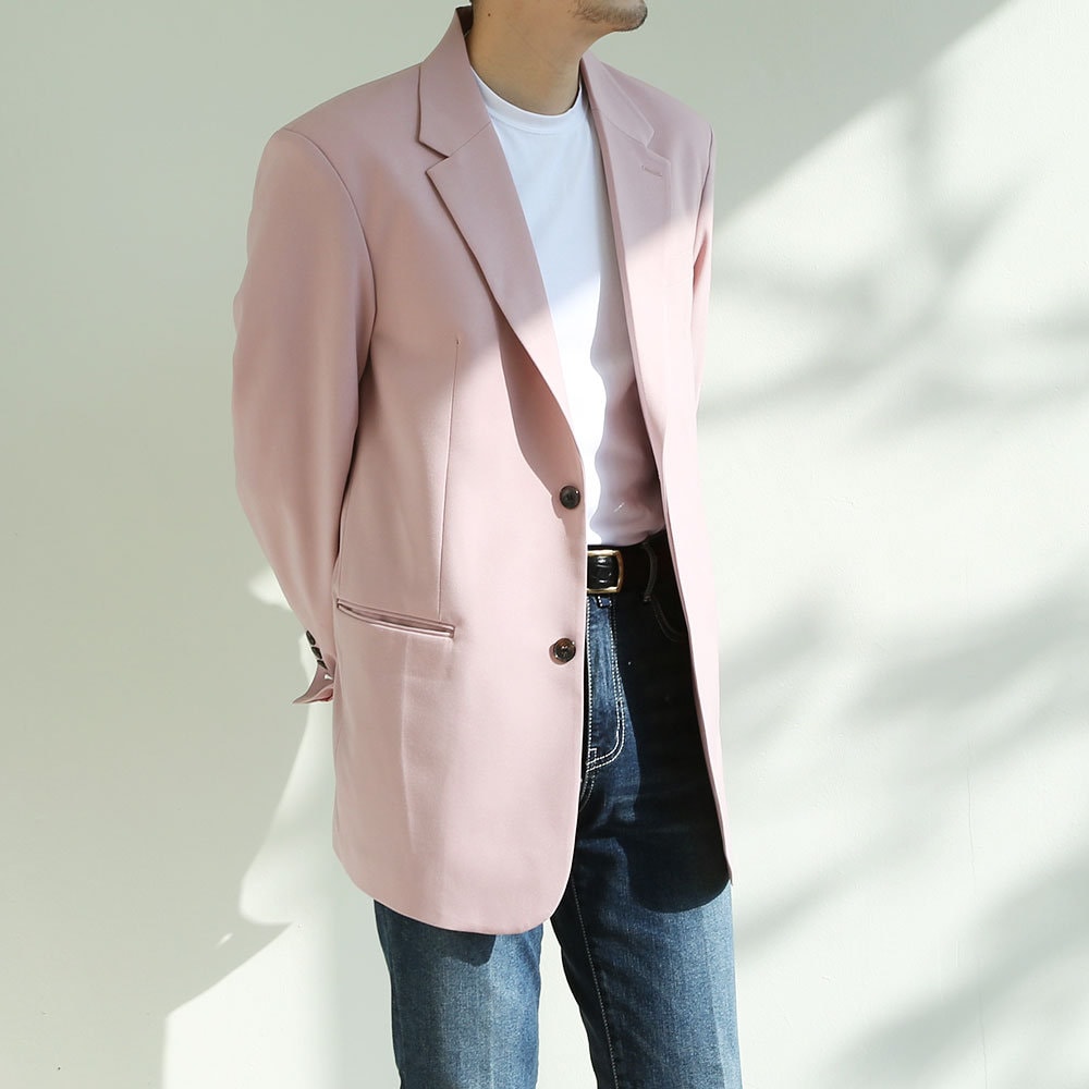 Basic Overfit Men's Single Suit Jacket in Light Pink Color / Single Breasted Jacket