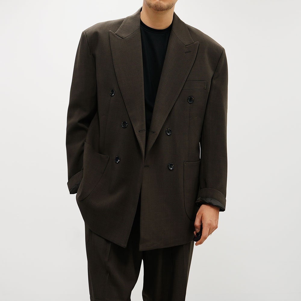 Basic Overfit Men's Double Breasted Suit Jacket in Brown Color / Double Breasted Blazer Jacket