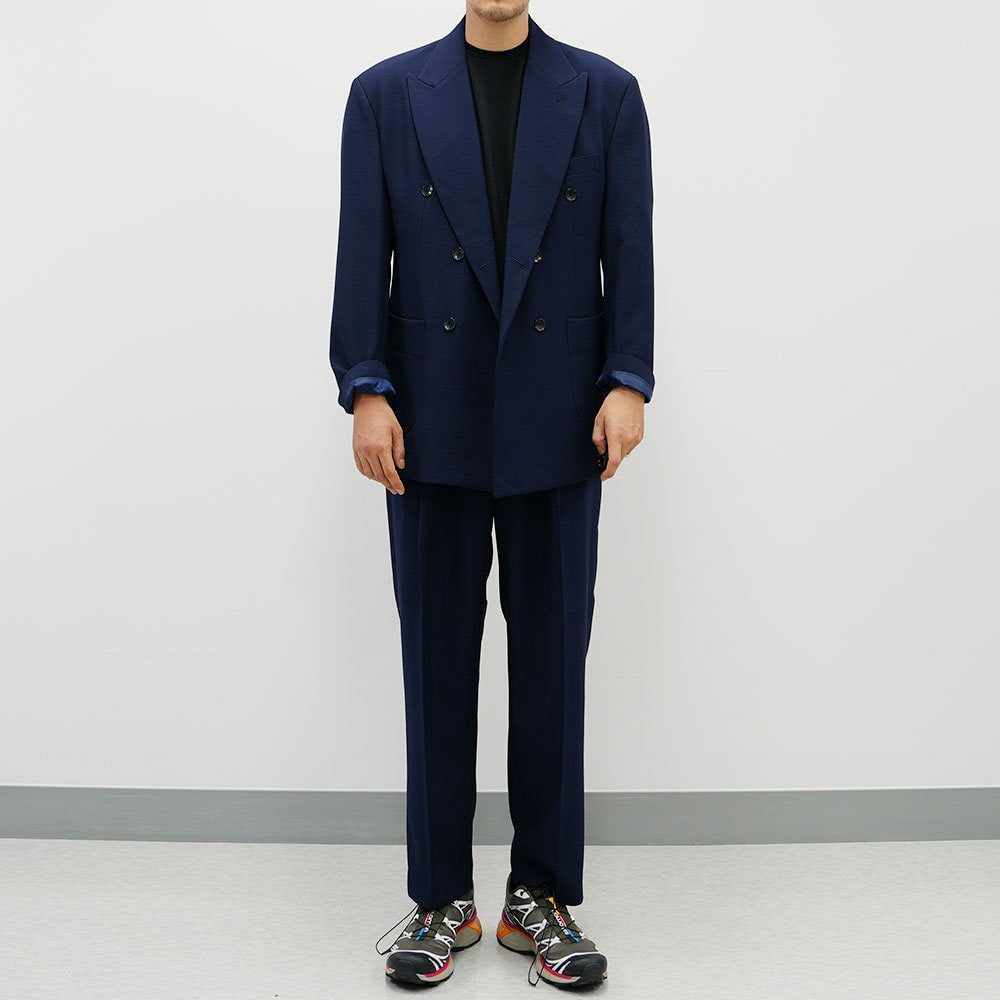 Basic Overfit Men's Suit Pants in Navy Color / Dress Pleat Semi-Balloon Fit Tailored Trousers