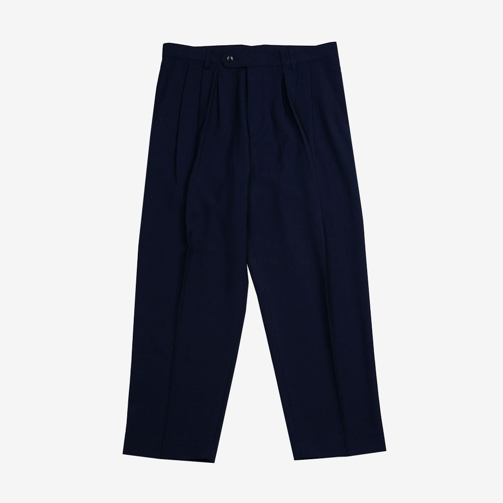 Basic Overfit Men's Suit Pants in Navy Color / Dress Pleat Semi-Balloon Fit Tailored Trousers