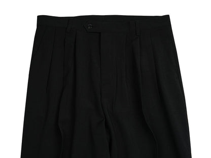 Basic Overfit Men's Suit Pants in Black Color / Dress Pleat Semi-Balloon Fit Tailored Trousers