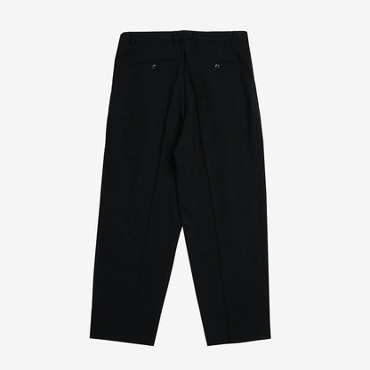 Basic Overfit Men's Suit Pants in Black Color / Dress Pleat Semi-Balloon Fit Tailored Trousers