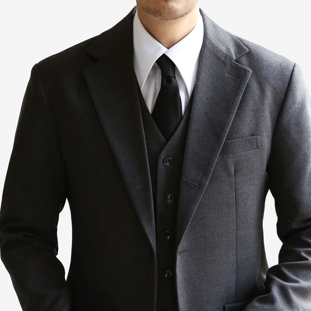 Basic Men's Wool Blend Single Suit Jacket in Gray Color / 3button Tailored Blazer Single Breasted Jacket for Fall Winter