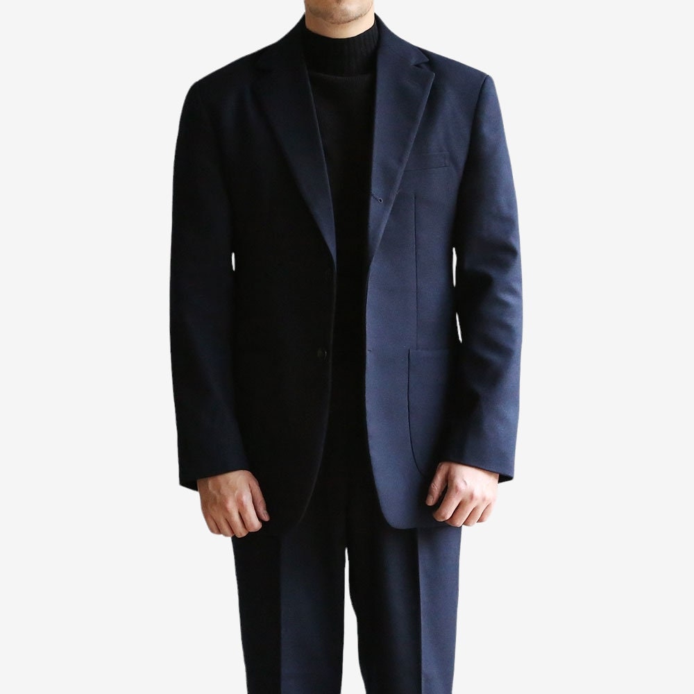 Basic Men's Wool Blend Single Suit Jacket in Navy Color / 3button Tailored Blazer Single Breasted Jacket for Fall Winter