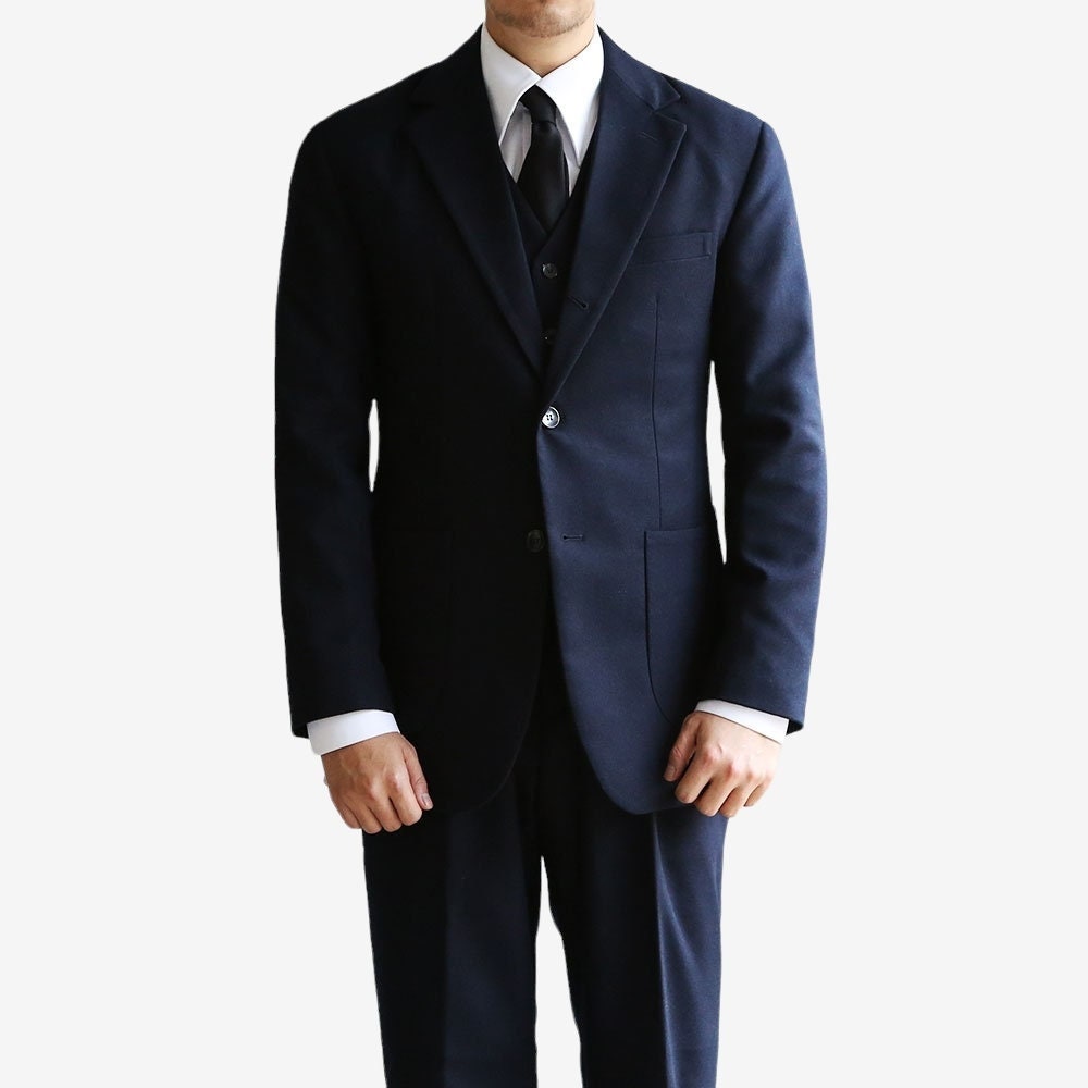 Basic Men's Wool Blend Single Suit Jacket in Navy Color / 3button Tailored Blazer Single Breasted Jacket for Fall Winter