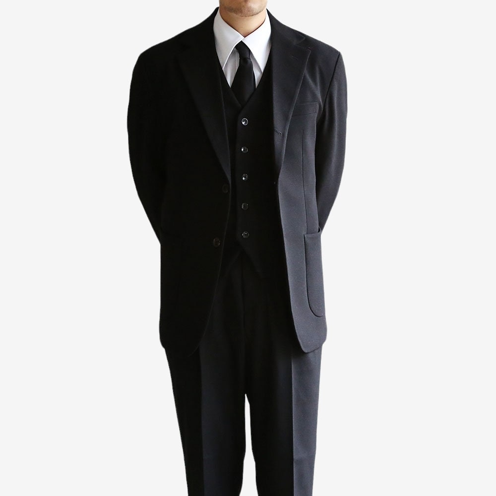 Basic Men's Wool Blend Single Suit Jacket in Black Color / 3button Tailored Blazer Single Breasted Jacket for Fall Winter