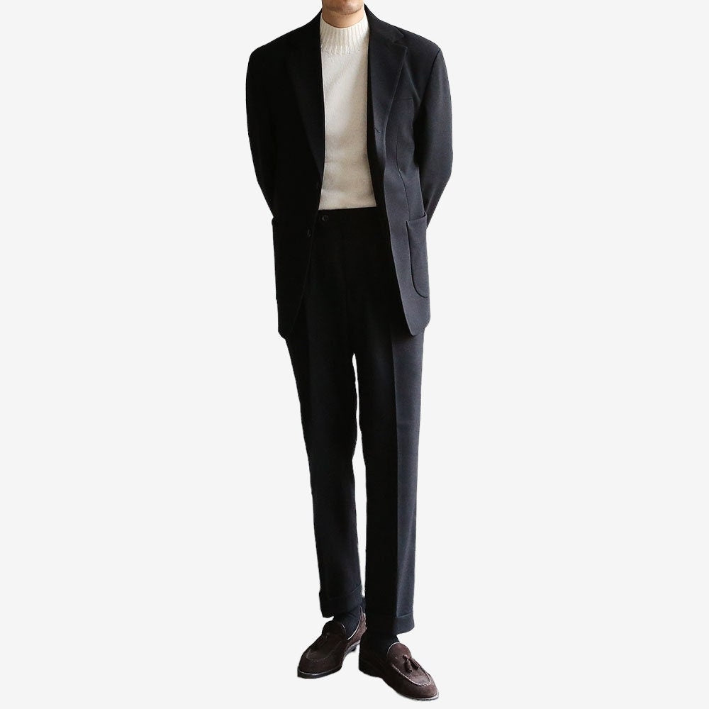 Basic Men's Wool Blend Single Suit Jacket in Black Color / 3button Tailored Blazer Single Breasted Jacket for Fall Winter