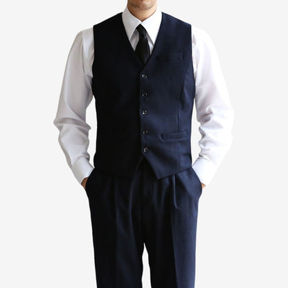 Classic Fit Men's Basic Wool Blend Suit Vest in Navy Color / Dress Suit 5 Button Waistcoat Classic Button Up for Fall Winter