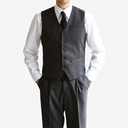 Classic Fit 3-Piece Men's Wool Blend Single Suit Jacket, Vest and Pant Set in Gray / Single Breasted Jacket, Pants and Vest 3 piece Suits