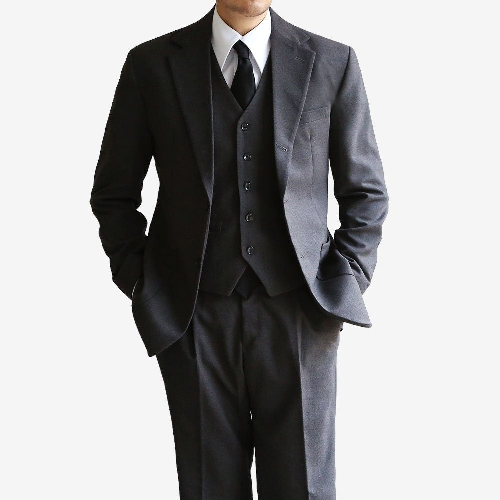 Classic Fit Men's Basic Wool Blend Suit Pants in Gray Color / Dress Pleat Trousers for Fall Winter