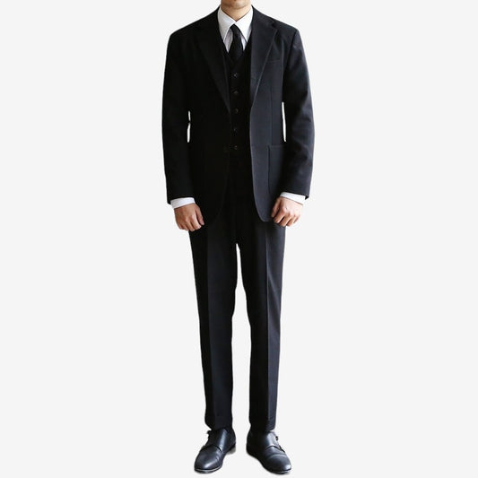 Classic Fit Men's Basic Wool Blend Suit Pants in Black Color / Dress Pleat Trousers for Fall Winter