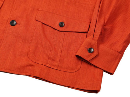 Men's Basic Spring Summer Linen Safari Jacket / Orange Color Summer Coat for Men / Short Coat Jacket