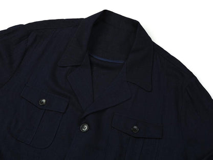 Men's Basic Spring Summer Linen Safari Jacket / Navy Color Summer Coat for Men / Short Coat Jacket