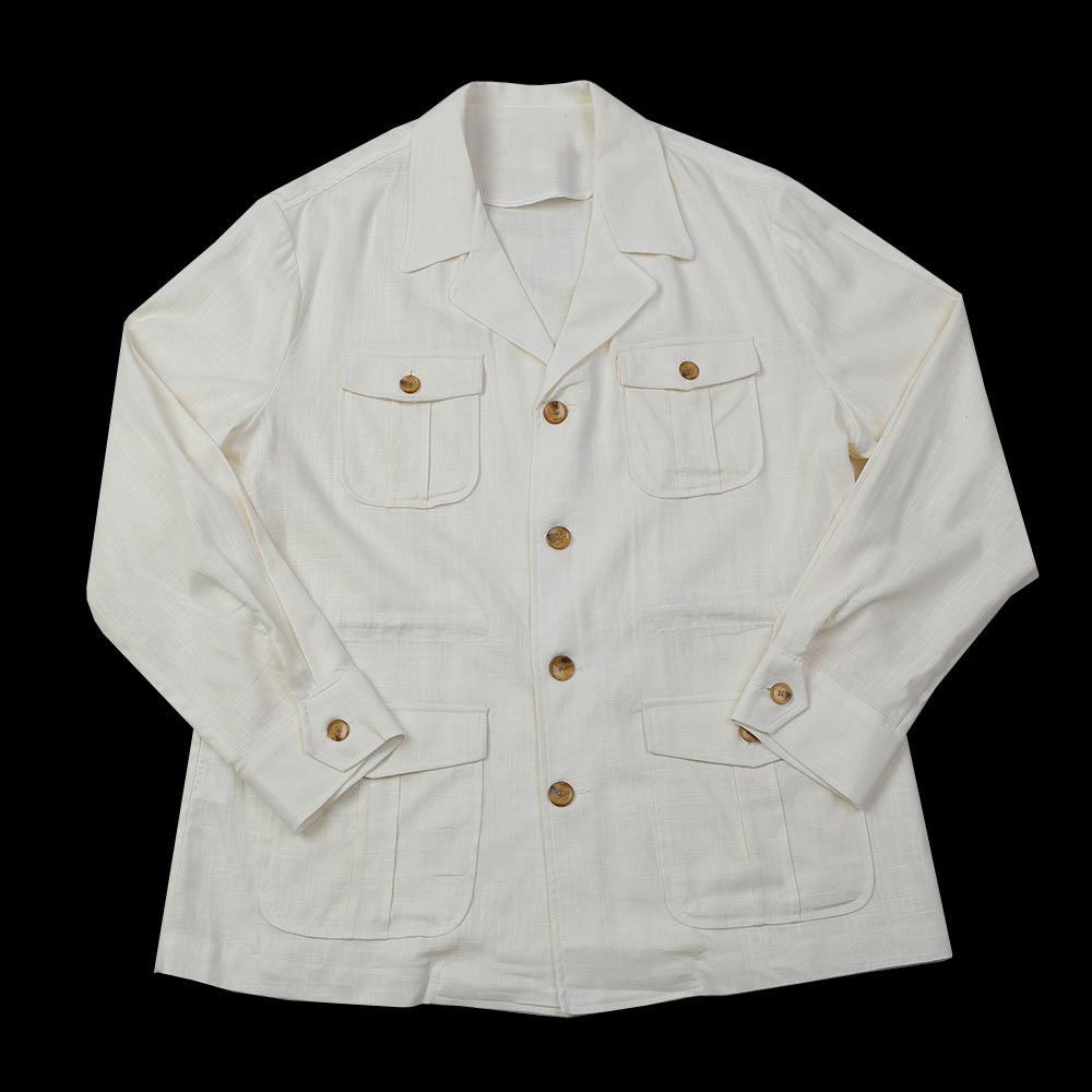 Men's Basic Spring Summer Linen Safari Jacket / Ivory Color Summer Coat for Men / Short Coat Jacket