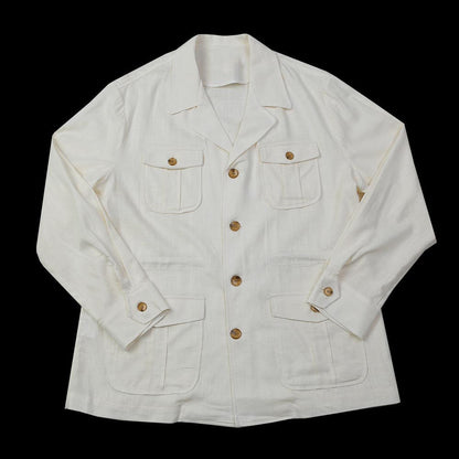 Men's Basic Spring Summer Linen Safari Jacket / Ivory Color Summer Coat for Men / Short Coat Jacket