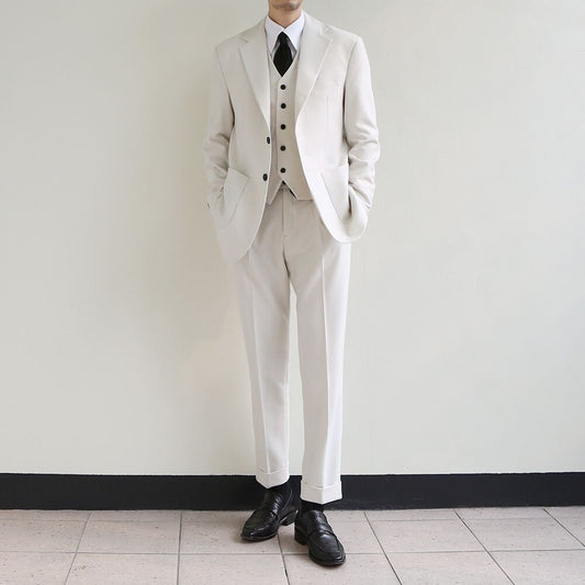 Basic Men's Suit Pants in Ivory Color / Dress Trousers