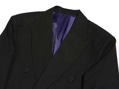 Basic Men's Double Breasted Suit Jacket in Black Color / Double Breasted Blazer Jacket