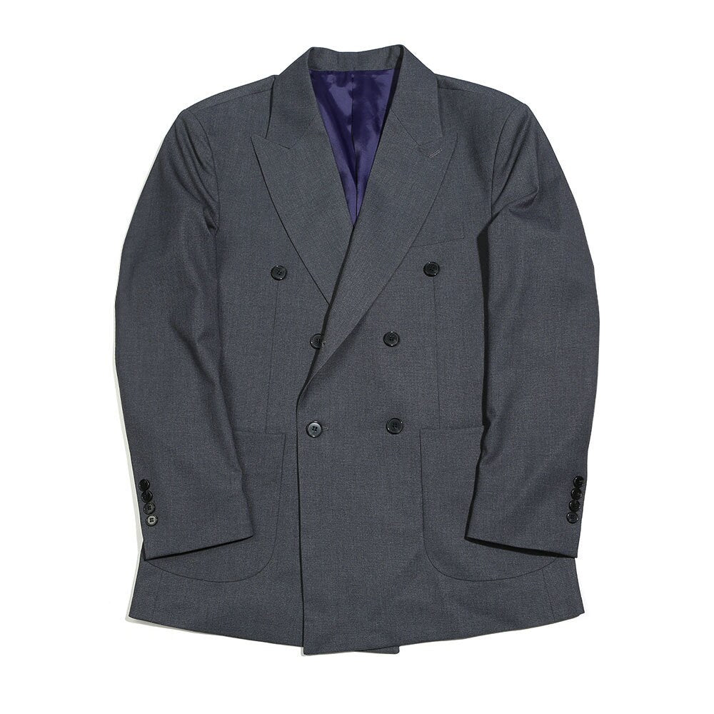 Basic Men's Double Breasted Suit Jacket in Gray Color / Double Breasted Blazer Jacket