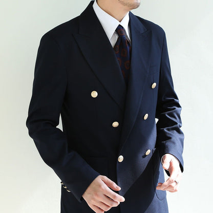 Basic Men's Gold Button Double Breasted Suit Jacket in Navy Color / Double Breasted Blazer Jacket