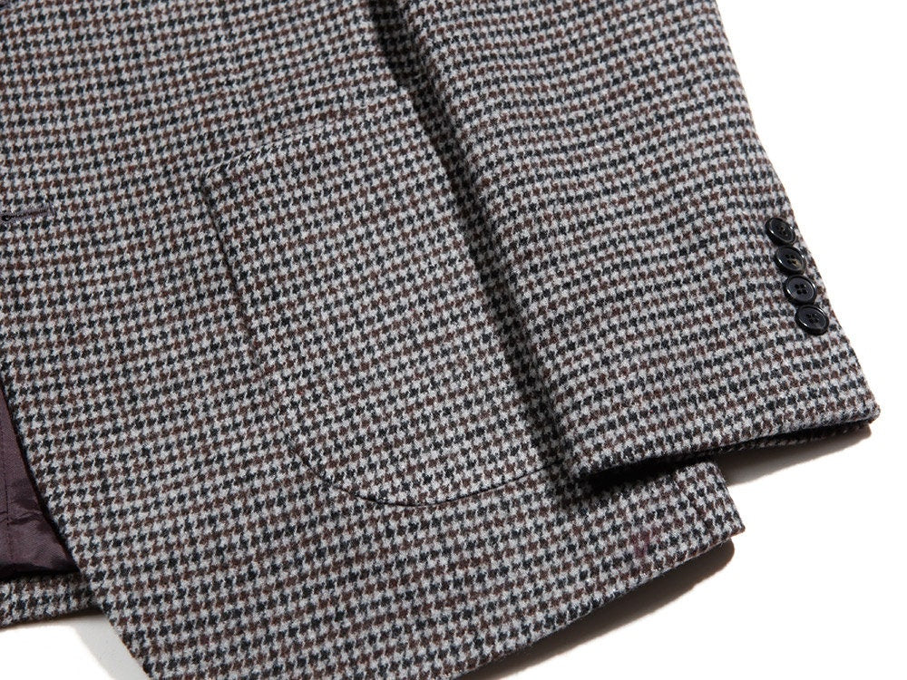 Classic Men's Wool Blend Single Suit Houndstooth Jacket / 3roll 2button Tailored Blazer Single Breasted Warm Jacket