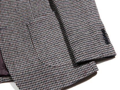 Classic Men's Wool Blend Single Suit Houndstooth Jacket / 3roll 2button Tailored Blazer Single Breasted Warm Jacket