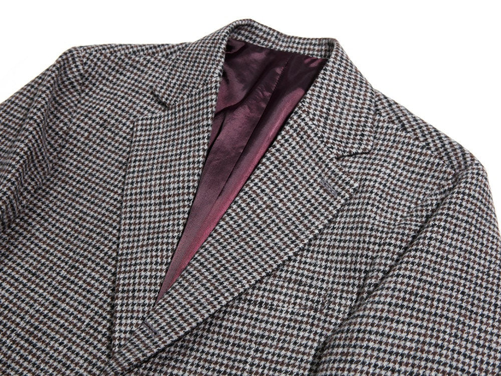 Classic Men's Wool Blend Single Suit Houndstooth Jacket / 3roll 2button Tailored Blazer Single Breasted Warm Jacket