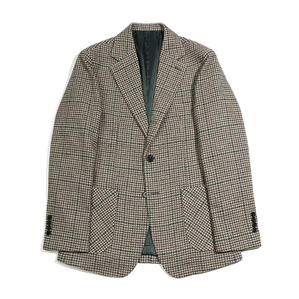 Classic Men's Wool Blend Tweed Single Suit Jacket / 3roll 2button Tailored Blazer Single Breasted Houndstooth Jacket