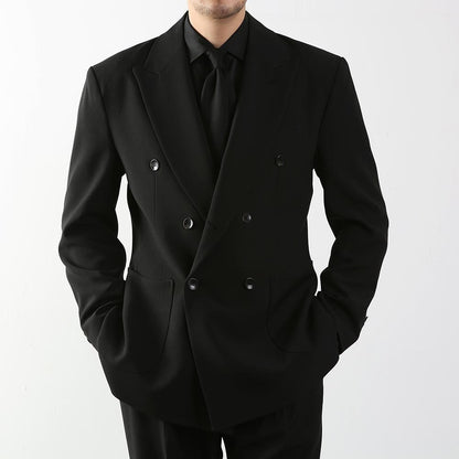 Classic Fit Men's Basic Double Breasted Suit Jacket in Black Color / Double Breasted Blazer Jacket