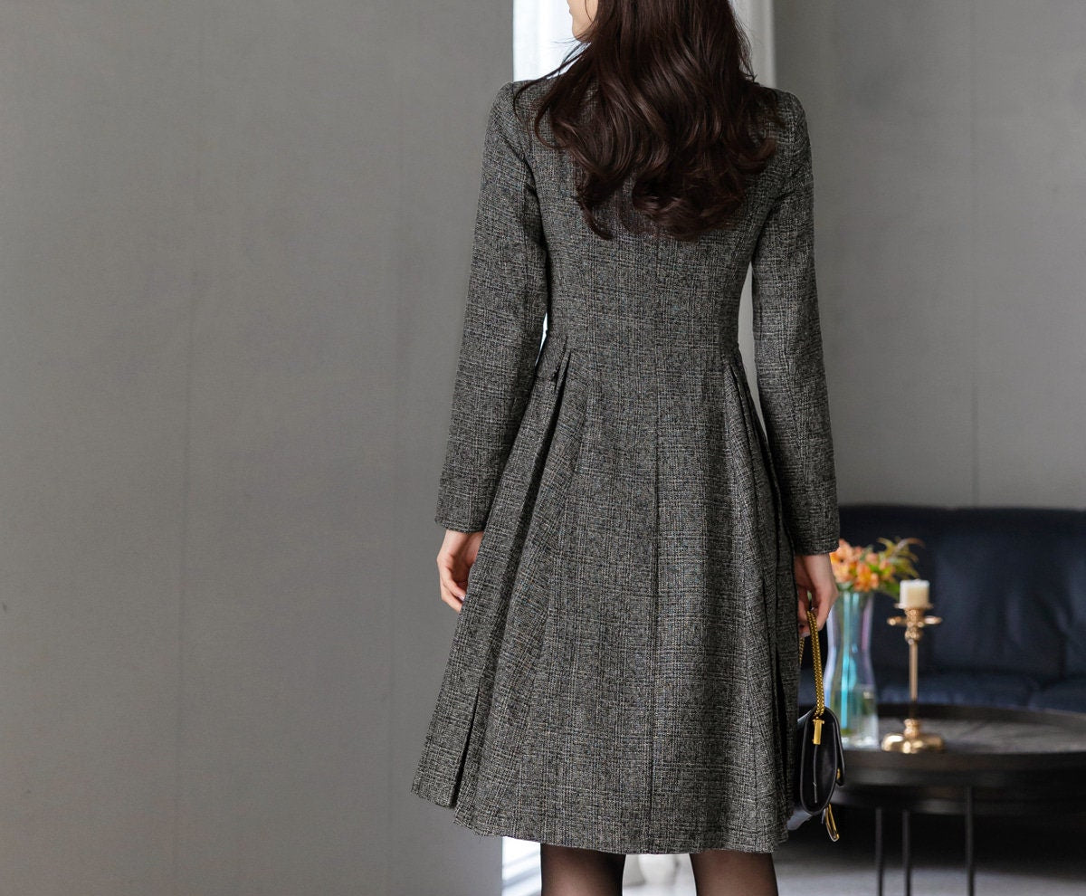 Elegant Feminin Notched Collar Mini Dress / Korean Style Double Breasted Blazer Dress / Modern Chic Midi Dress / Jacket Dress