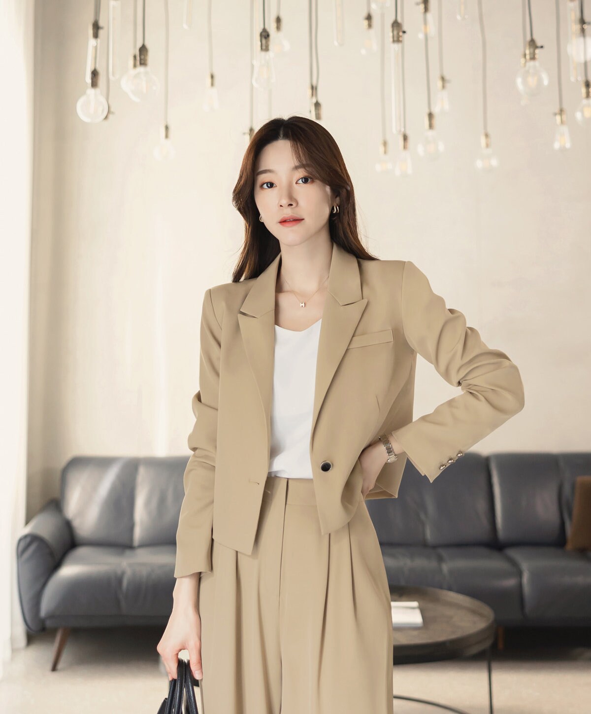 Basic Elegant Short Jacket for Spring Fall / Korean Style Classic Jacket / Notched Collar One-Button Jacket / Luxury Wear Elegant Jacket