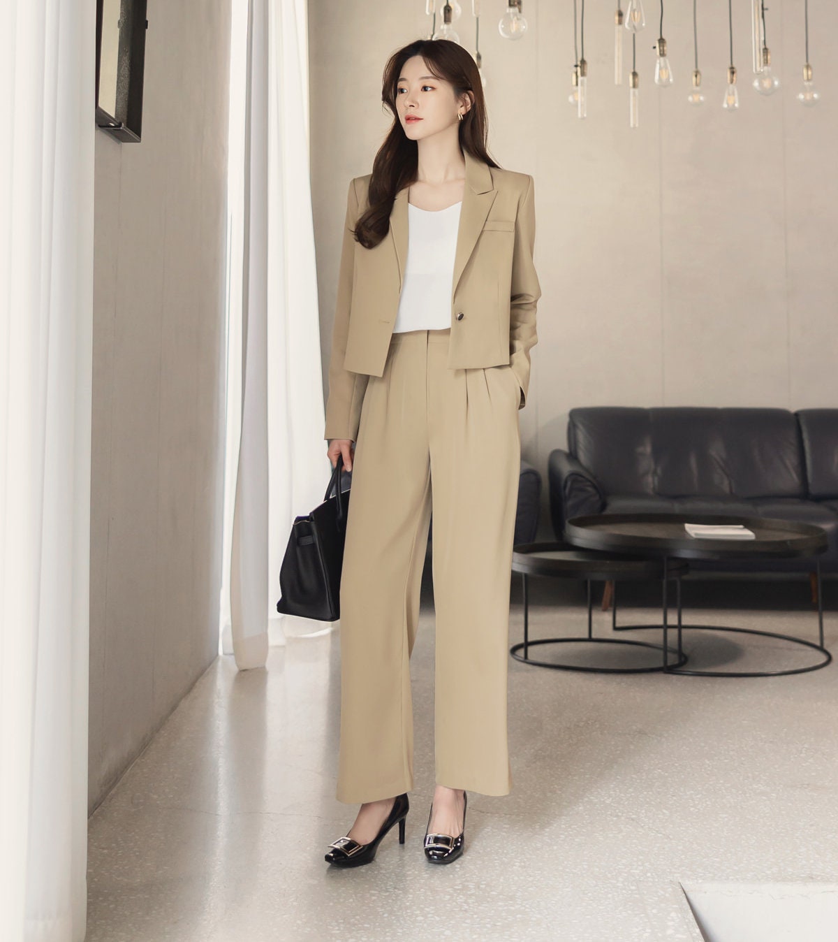 Comfortable Elegant Wide Slacks Pants for Women / Korean Style Women Pintuck Wide Slacks / Comfortable Casual Office School Pants