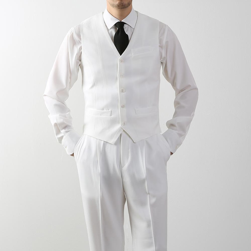 Classic Fit Men's Basic Suit Pants in Ivory Color / Dress Pleat Trousers