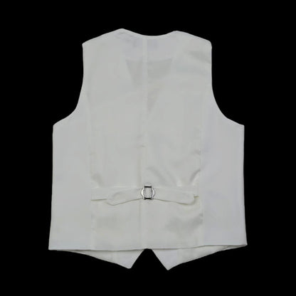 Classic Fit Men's Basic Suit Vest in Ivory Color / Dress Suit 5 Button Waistcoat Classic Button Up