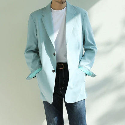 Basic Overfit Men's Single Suit Jacket in Mint Green Color / Single Breasted Jacket