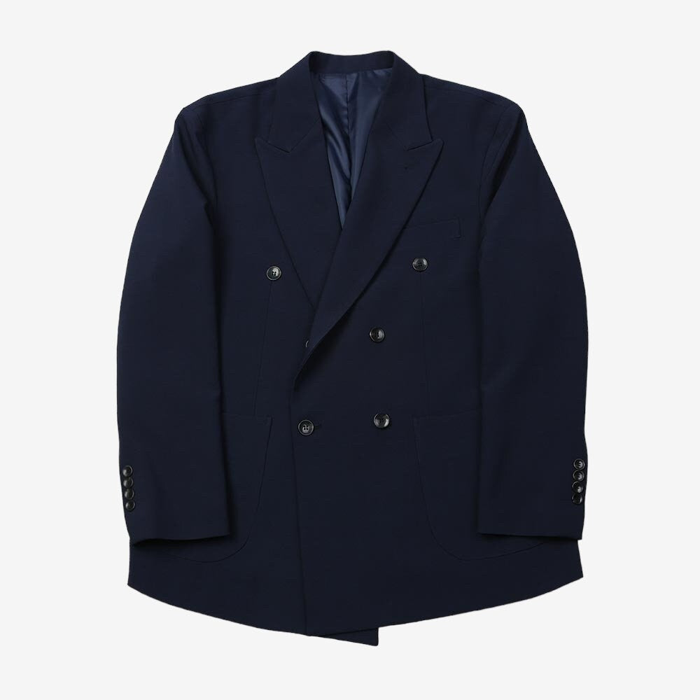 Basic Overfit Men's Double Breasted Suit Jacket in Navy Color / Double Breasted Blazer Jacket