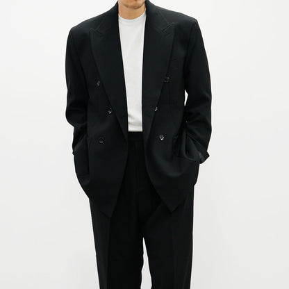 Basic Overfit Men's Suit Pants in Black Color / Dress Pleat Semi-Balloon Fit Tailored Trousers