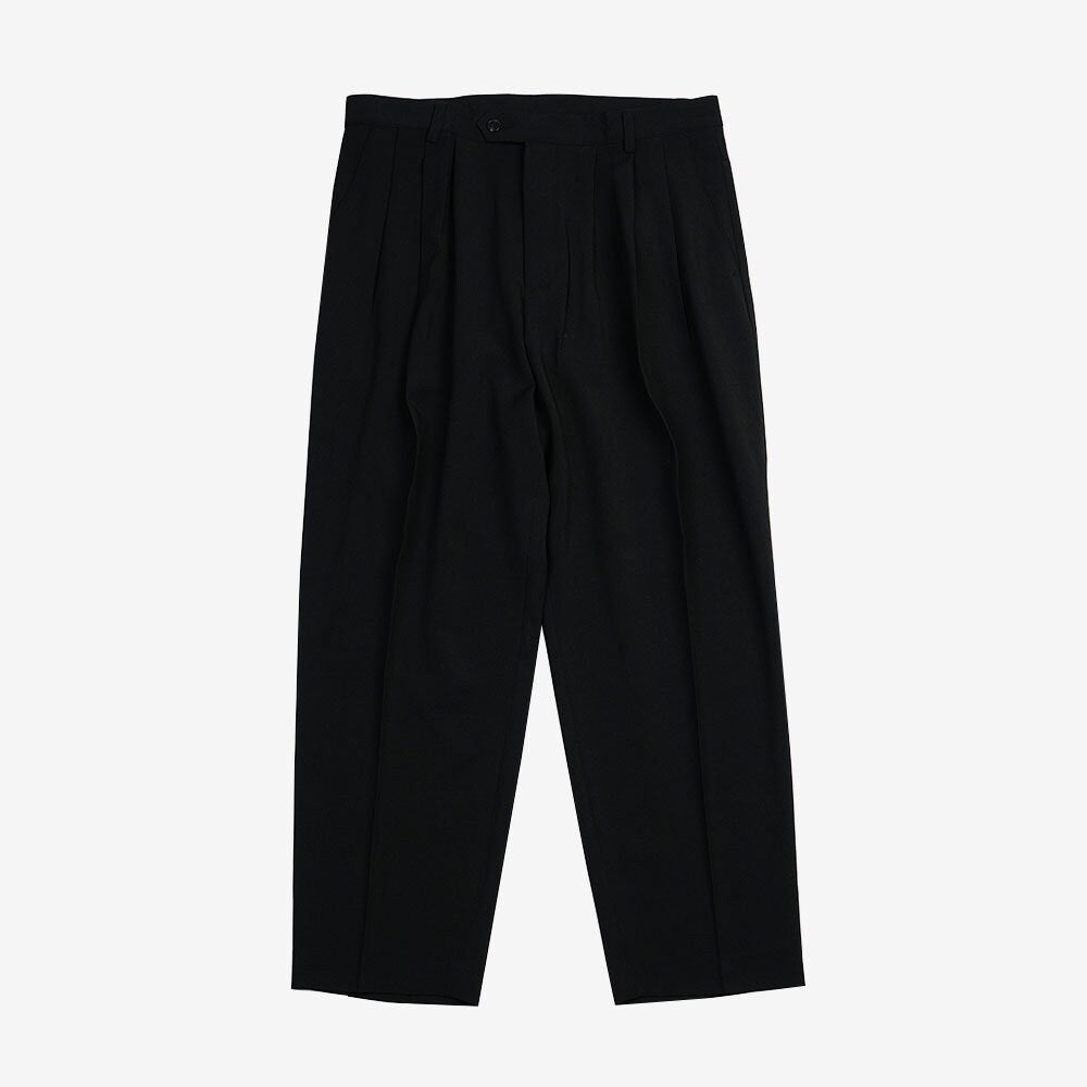 Basic Overfit Men's Suit Pants in Black Color / Dress Pleat Semi-Balloon Fit Tailored Trousers