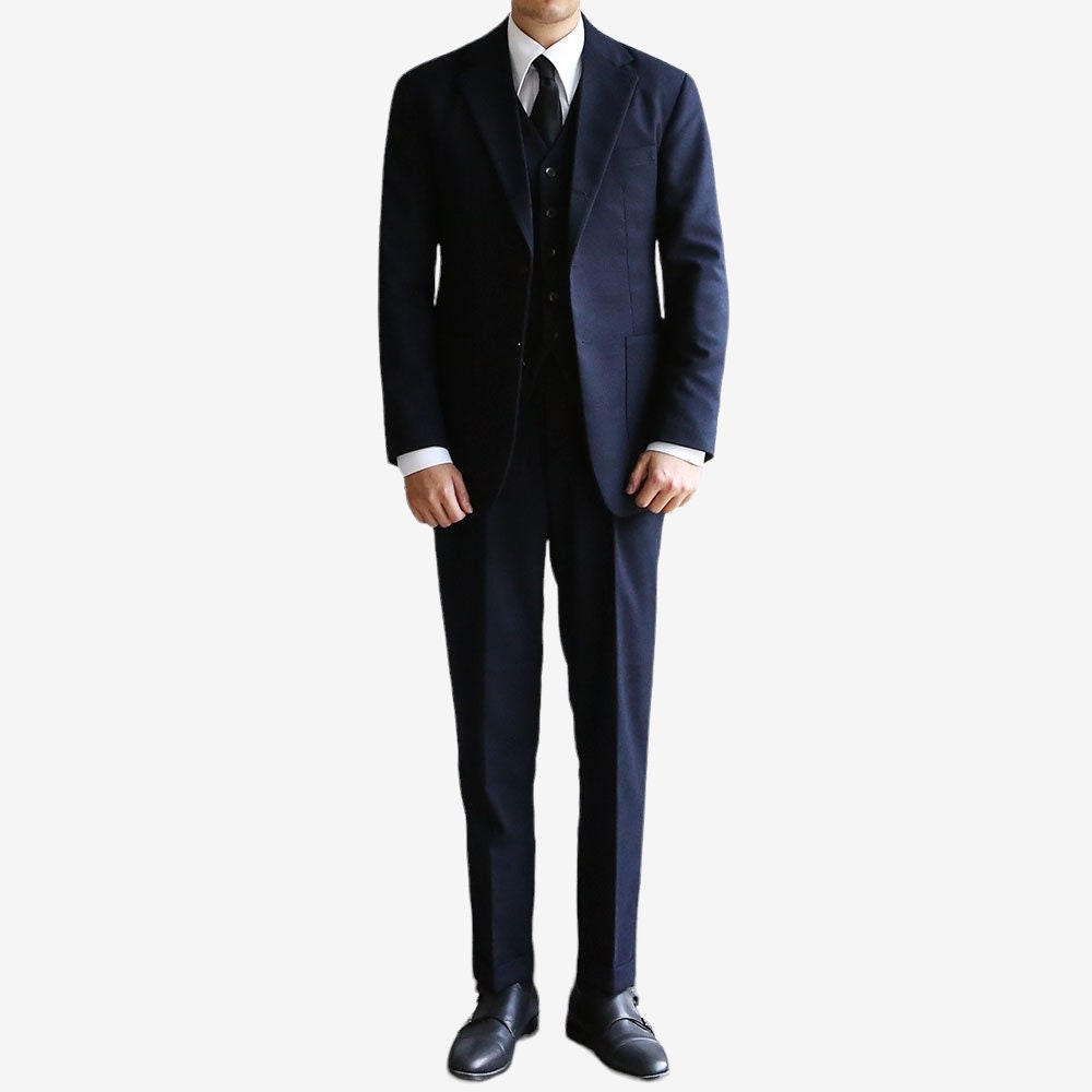 Basic Men's Wool Blend Single Suit Jacket in Navy Color / 3button Tailored Blazer Single Breasted Jacket for Fall Winter