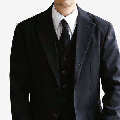 Basic Men's Wool Blend Single Suit Jacket in Black Color / 3button Tailored Blazer Single Breasted Jacket for Fall Winter