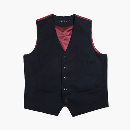 Classic Fit Men's Basic Wool Blend Suit Vest in Navy Color / Dress Suit 5 Button Waistcoat Classic Button Up for Fall Winter