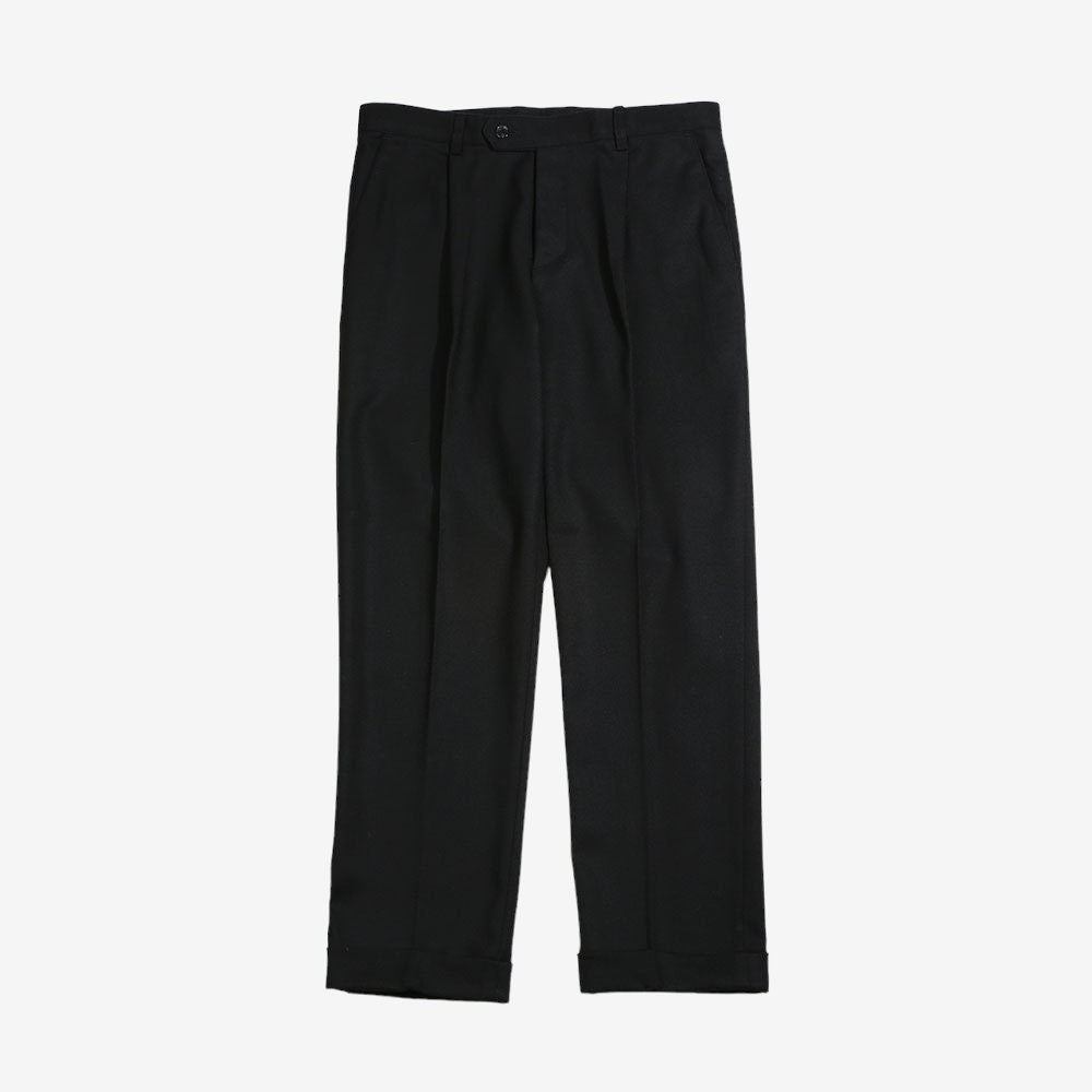 Classic Fit Men's Basic Wool Blend Suit Pants in Black Color / Dress Pleat Trousers for Fall Winter