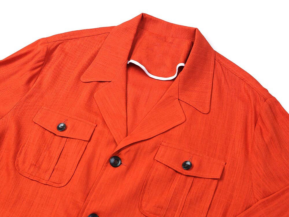 Men's Basic Spring Summer Linen Safari Jacket / Orange Color Summer Coat for Men / Short Coat Jacket