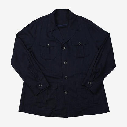 Men's Basic Spring Summer Linen Safari Jacket / Navy Color Summer Coat for Men / Short Coat Jacket