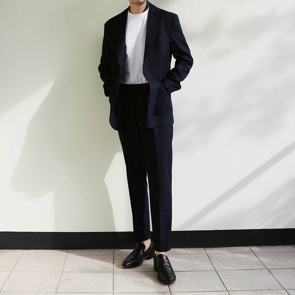 Basic Men's Suit Pants in Navy Color / Dress Trousers