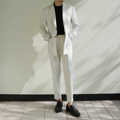 Basic Men's Suit Pants in Ivory Color / Dress Trousers