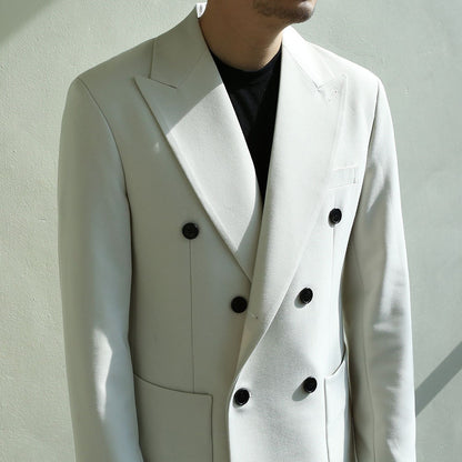 Basic Men's Double Breasted Suit Jacket in Ivory Color / Double Breasted Blazer Jacket