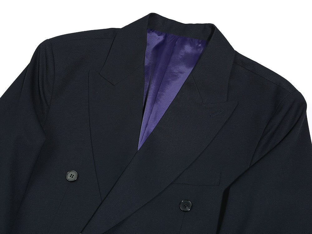 Basic Men's Double Breasted Suit Jacket in Navy Color / Double Breasted Blazer Jacket