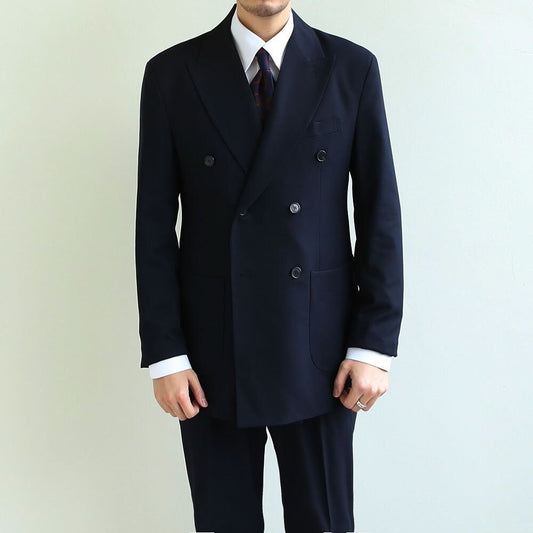 Basic Men's Double Breasted Suit Jacket in Navy Color / Double Breasted Blazer Jacket