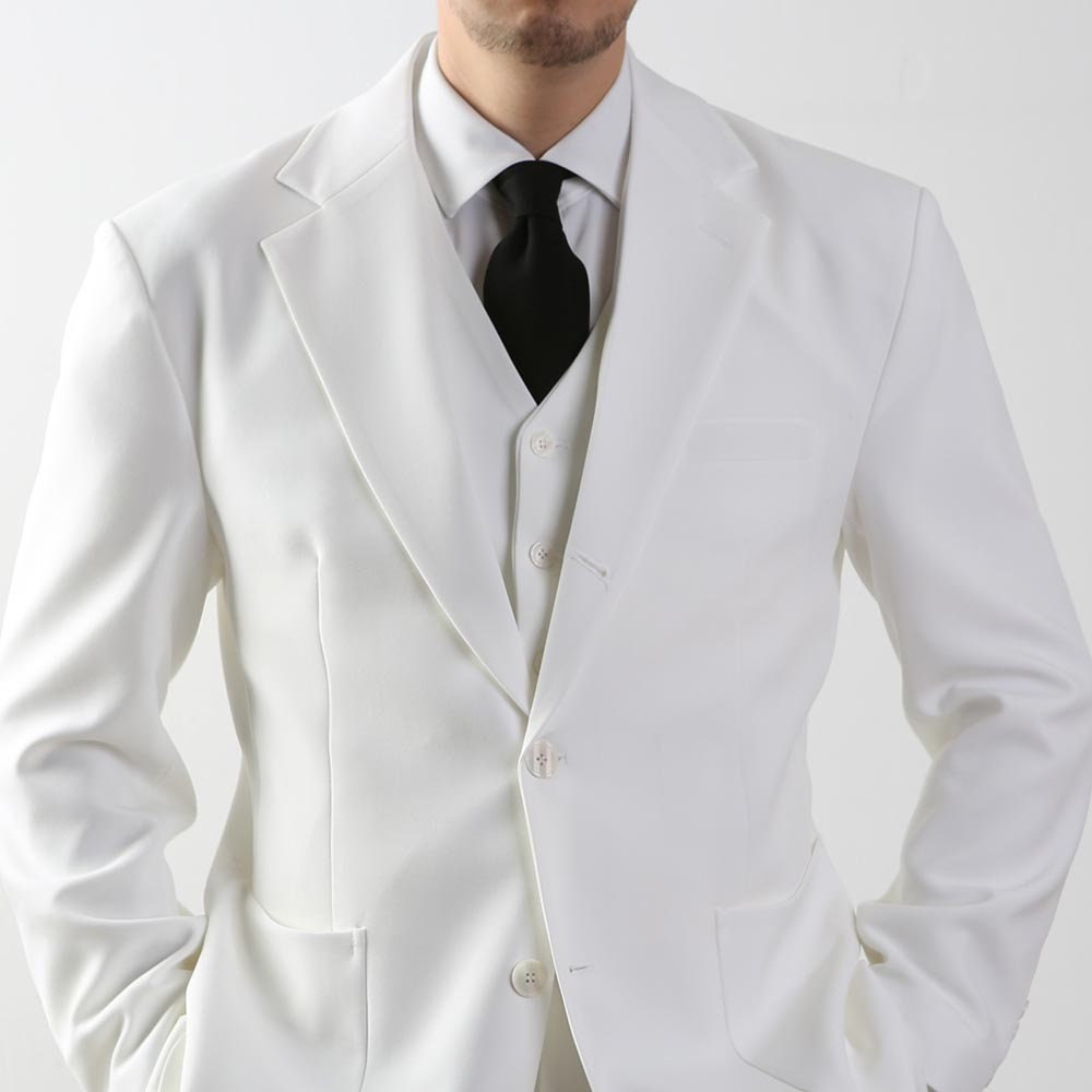 Classic Fit 3-Piece Men's Besic Single Suit Jacket, Vest and Pant Set in Ivory Color / Single Breasted Jacket, Pants and Vest 3 piece Suits